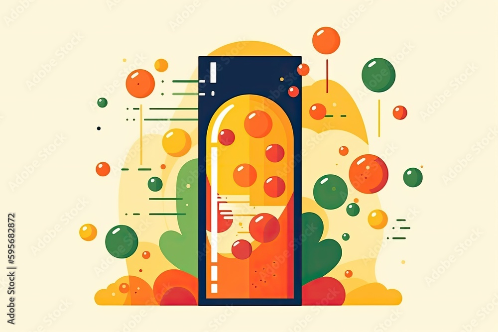 Poster carbonated drink bottle with effervescence bubbles around it. generative ai