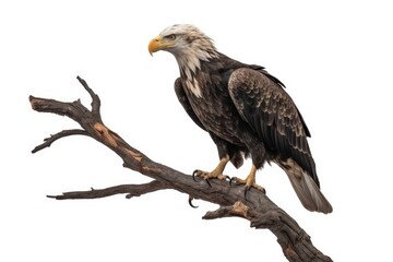 Obraz premium majestic bald eagle perched on a lifeless tree branch. Generative AI