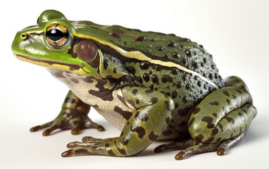 A green frog or toad on a white background Generative AI