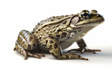 Fototapeta premium A green frog or toad on a white background Generative AI