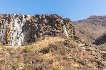 Wadi Darbat Valley, one of the most beautiful and picturesque places of nature in the Dhofar region in the Sultanate of Oman.
