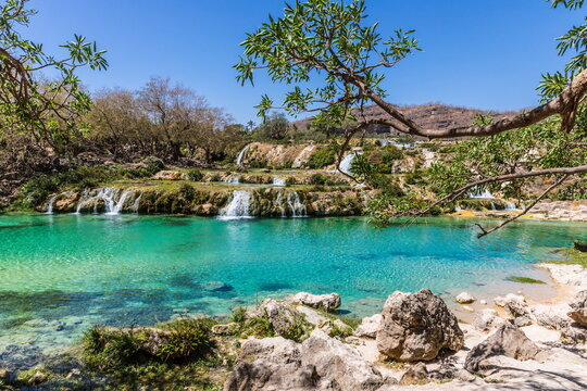 Wadi Darbat Valley, one of the most beautiful and picturesque places of nature in the Dhofar region in the Sultanate of Oman.