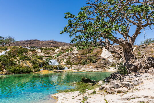 Wadi Darbat Valley, one of the most beautiful and picturesque places of nature in the Dhofar region in the Sultanate of Oman.