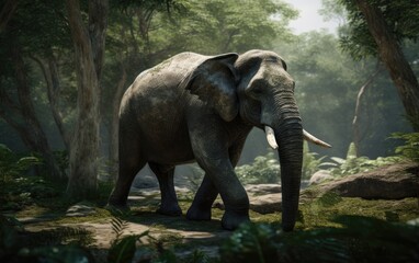 Fototapeta na wymiar An elephant in the jungle background ai generated