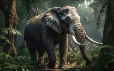 Fototapeta premium An elephant in the jungle background ai generated
