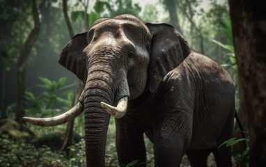 Fototapeta premium An elephant in the jungle background ai generated