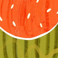 Watermelon background, hand drawn texture, illustrarion - 595686235