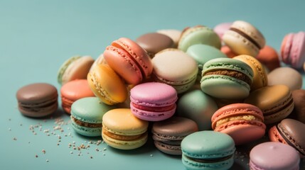 Obraz premium Assorted macarons. Generative AI