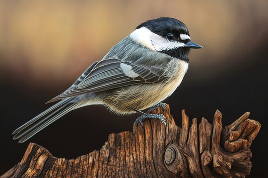 There was a stunning Carolina chickadee sitting on the log. Generative AI