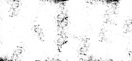 Obraz premium Monochrome texture composed of irregular graphic elements. Distressed uneven grunge background. Abstract vector illustration. Overlay for interesting effect and depth. Isolated on white background.