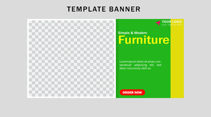 Furniture banner template for ads. Web banner for promotion on social media.
