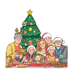 Obraz na płótnie Canvas family with christmas tree