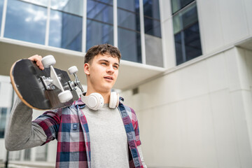 portrait of young Caucasian man teenager 18 or 19 years old outdoor