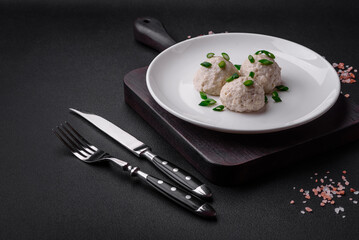 Delicious healthy steamed chicken cutlets or minced meatballs