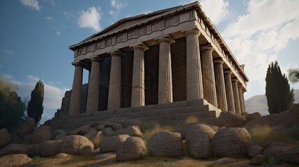 Obraz premium A Greek temple or ruins symbolizing the country's ancient history. Generative AI