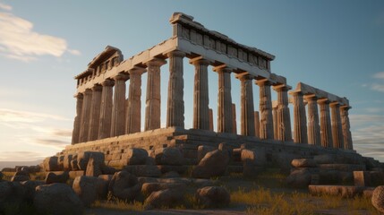 A Greek temple or ruins symbolizing the country's ancient history. Generative AI