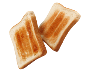 Two delicious toasted bread pieces, cut out