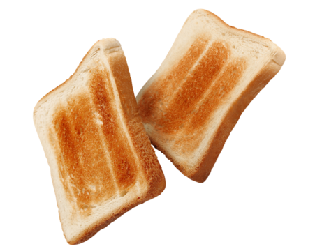 Two delicious toasted bread pieces, cut out
