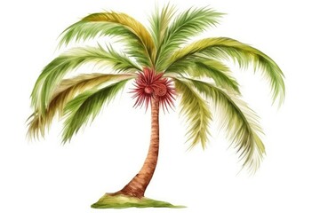 single palm tree on a plain white background. Generative AI