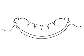 Continuous line drawing bbq sausage isolated on white background. BBQ concept. Vector illustration