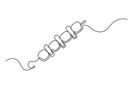 recommend clip art: Continuous line drawing skewer bbq isolated on white background. BBQ concep. Vector illustration