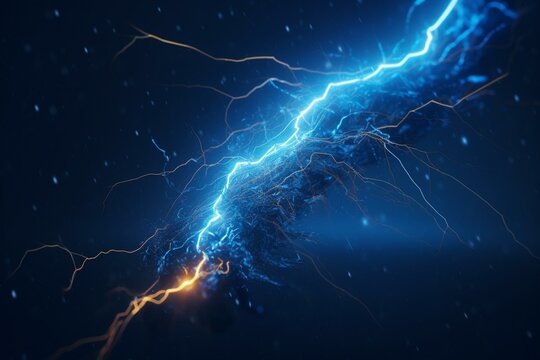 Illustration of a blue lightning bolt. Generative AI