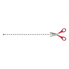 Cutting line. stylized symbol of scissor and cutting line. Vector template