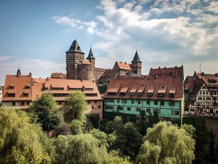 Fototapeta na wymiar A Photograph of a Castle Resembling the Nuremberg Castle - generative ai