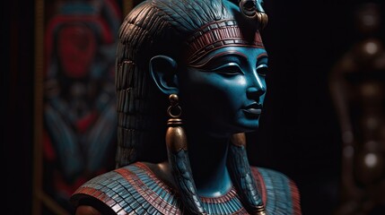 A statue of the Egyptian goddess Isis is revered in Egypt. Generative AI - obrazy, fototapety, plakaty
