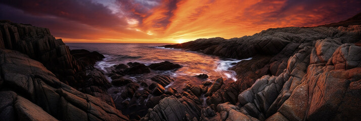 A stunning photograph of the rugged coastline of New Hampshire - generative AI