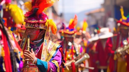 A traditional Peruvian parade. Generative AI