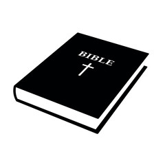 Holy bible - black and white closed book vector illustration isolated on white
