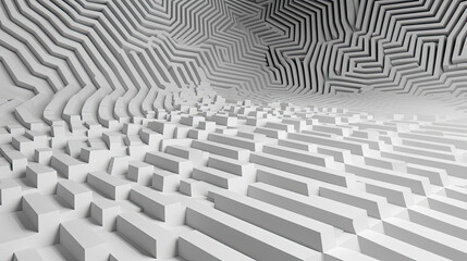 Abstrakter Hintergrund in weiß mit Blöcken und Labyrinthformationen (Generative AI)