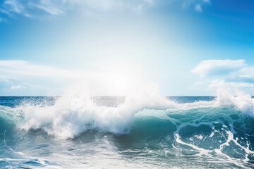 Obraz na płótnie Canvas massive ocean wave breaking under the sunlight. Generative AI