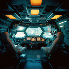 Interior shot of an alien spacecraft - generative ai