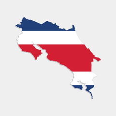 costa rica map with flag on gray background