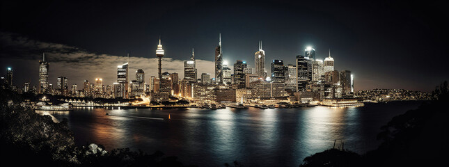 Fototapeta premium Beautiful nighttime cityscape of Sydney - generative ai