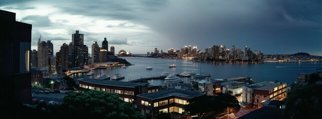 Beautiful nighttime cityscape of Sydney - generative ai