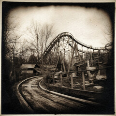 a nostalgic photo of an abandoned amusement park - generative ai