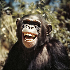 A Chimpanzee Laughing for the Camera - generative AI