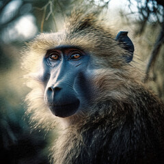 Portrait of a baboon - generative AI