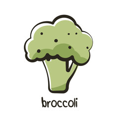 Broccoli icon in cartoon style. Fresh green cauliflower piuctogram. Healthy food concept. Vector illustration isolated on white.