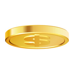 Golden money. Rotating gold coin.