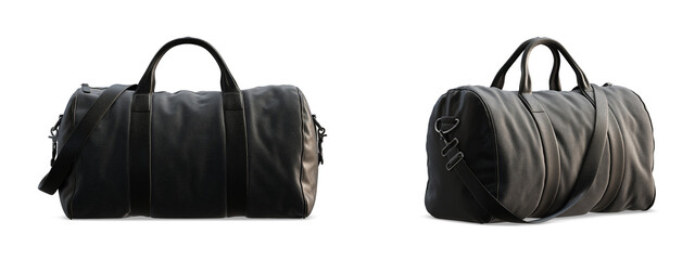 Leather travel bag isolated on transparent background. 3D rendering