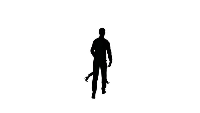 Woman walks past man silhouette