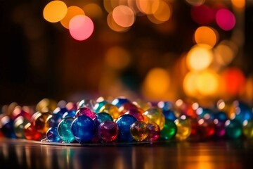 Abstract colorful balloons blur bokeh background. Luxury colorful bokeh background. AI generative