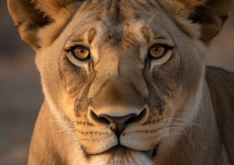 A Close-Up of a Majestic Lion's Face. Generative AI.
