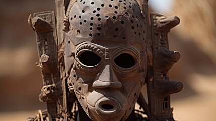 The Malian Dogon mask is used for initiation. Generative AI - obrazy, fototapety, plakaty