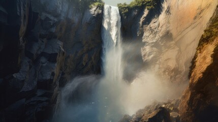 Fototapeta na wymiar Beautiful waterfall in Yosemite. Generative AI