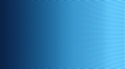 Fototapeta premium Lcd monitor with points. Blue pixel TV texture. Digital display. Led videowall screen. Television background. Electronic diode effect. Projector grid template with bulbs. Vector illustration.